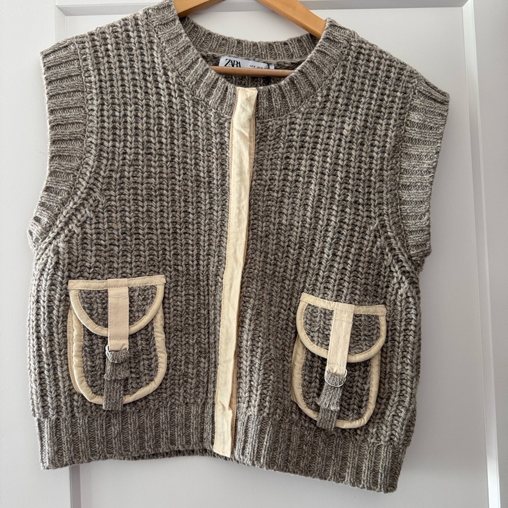 Zara Taupe Knit Sweater Vest - Picture 5 of 9